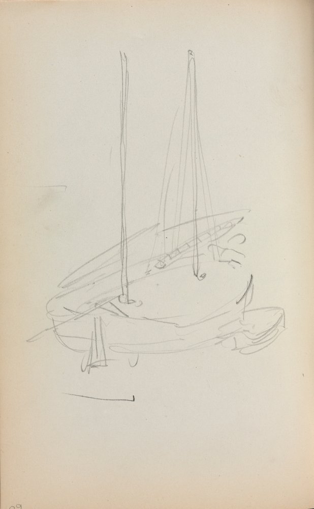Italienisches Skizzenbuch: Segelboot Seite 60, 1898-1899 von Maurice Brazil Prendergast
