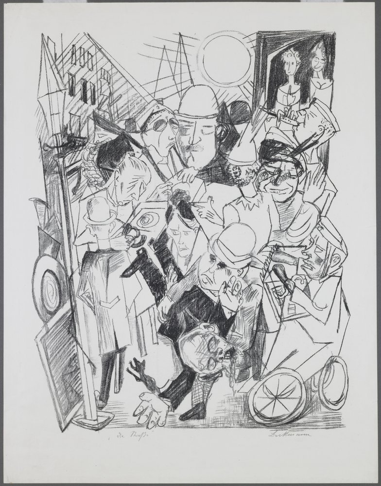 Die Straße, Platte 3 aus dem Portfolio „Hölle“ von Max Beckmann