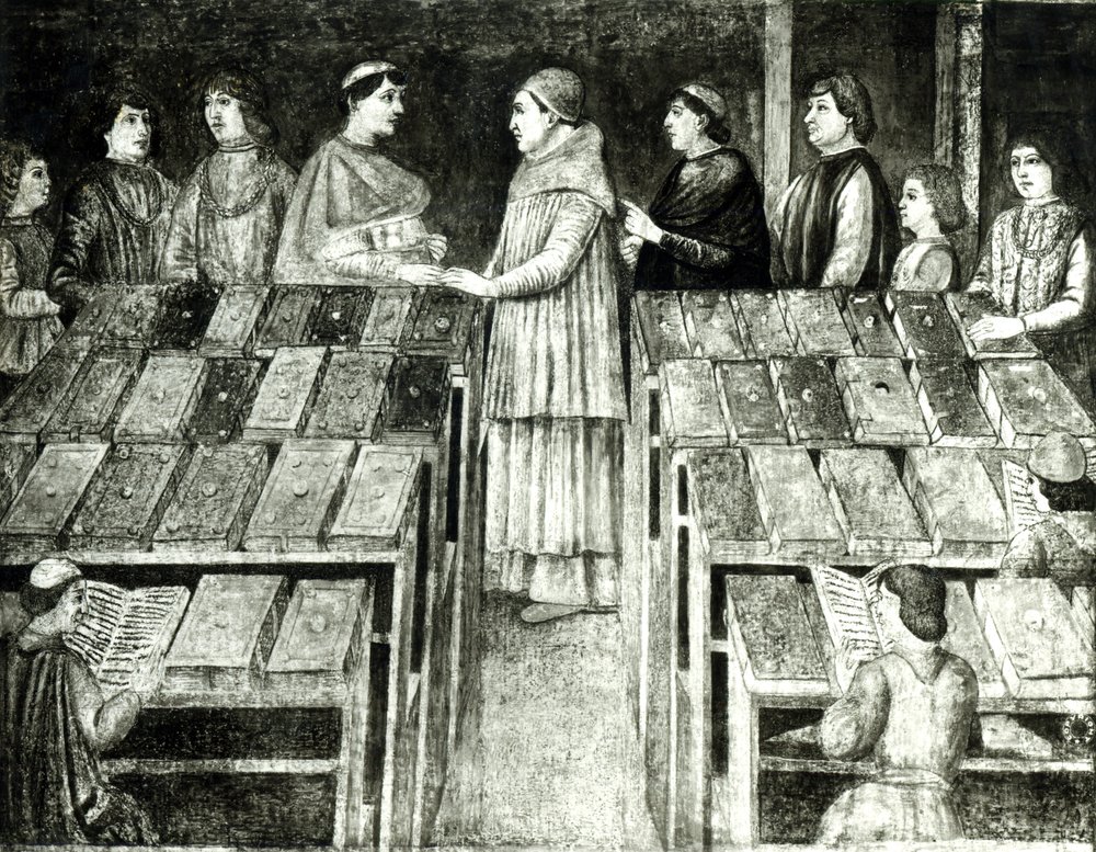 Papst Sixtus IV. und Platina von Melozzo da Forli school of Melozzo da Forli school of