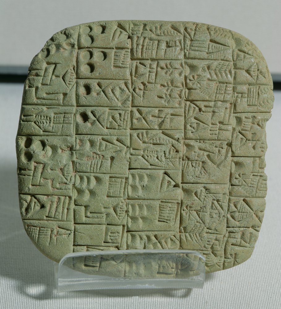 Tontafel mit Keilschrift, die einen Vertrag über den Verkauf eines Feldes und eines Hauses festhält, aus Schuruppak, ca. 2600 v. Chr. von Mesopotamian