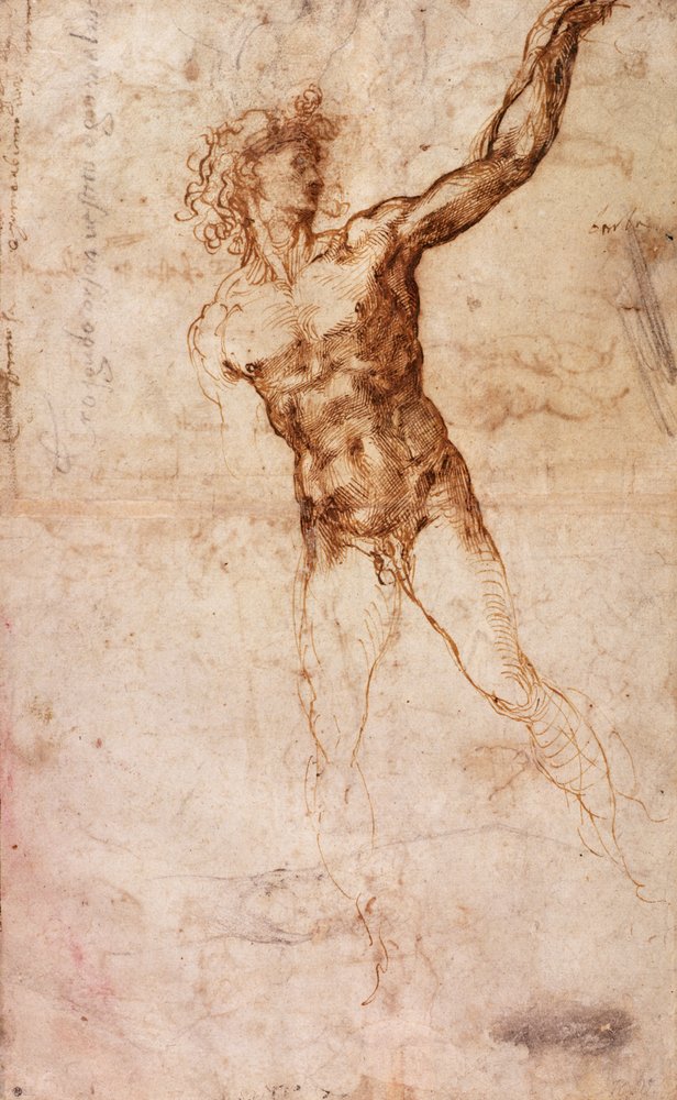 Skizze eines nackten Mannes (W. 4 recto) von Michelangelo Buonarroti