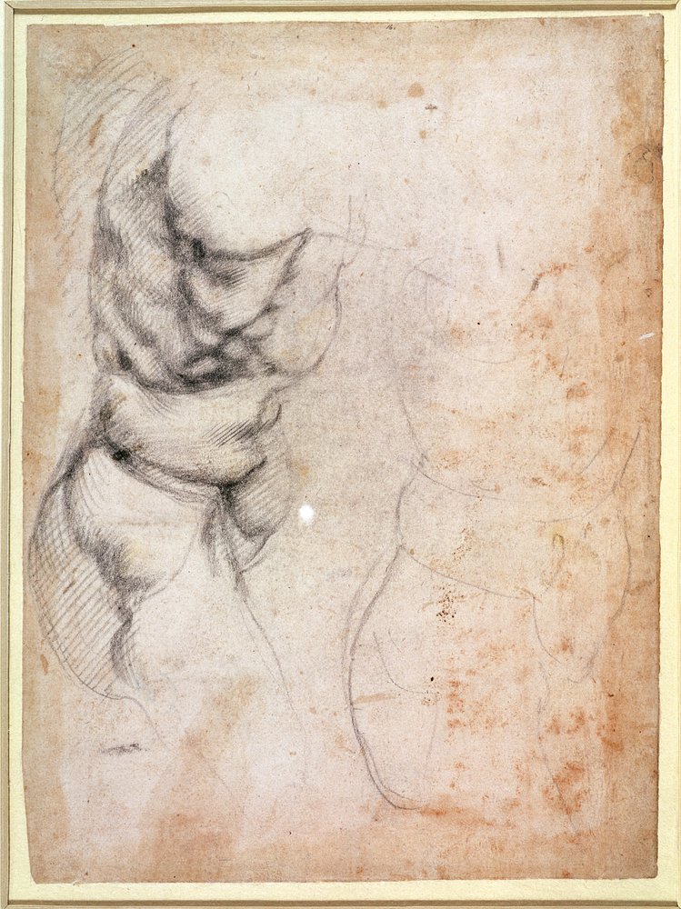 Studie von Torso und Gesäß (Kohle auf Papier) (recto) von Michelangelo Buonarroti