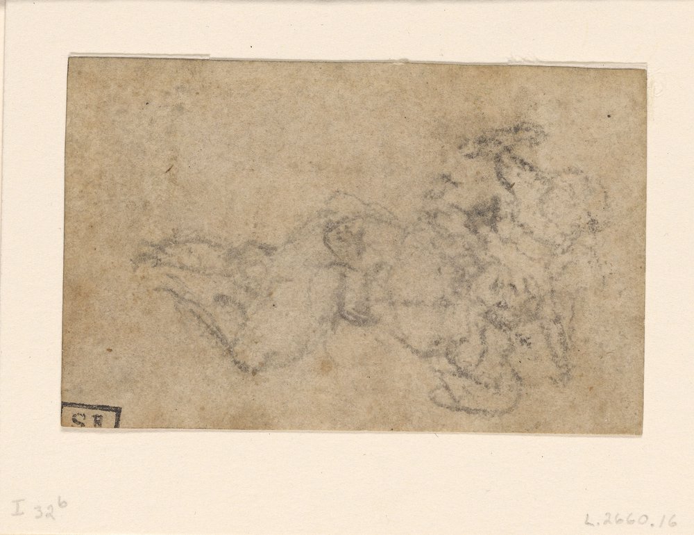 Michelangelo - David und Goliath. Verso Architekturstudien, ca. 1550-1556, I, 32b von Michelangelo