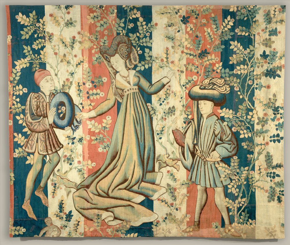 Höflinge in einem Rosengarten: Eine Dame und zwei Herren, ca. 1440-50 von Netherlandish School