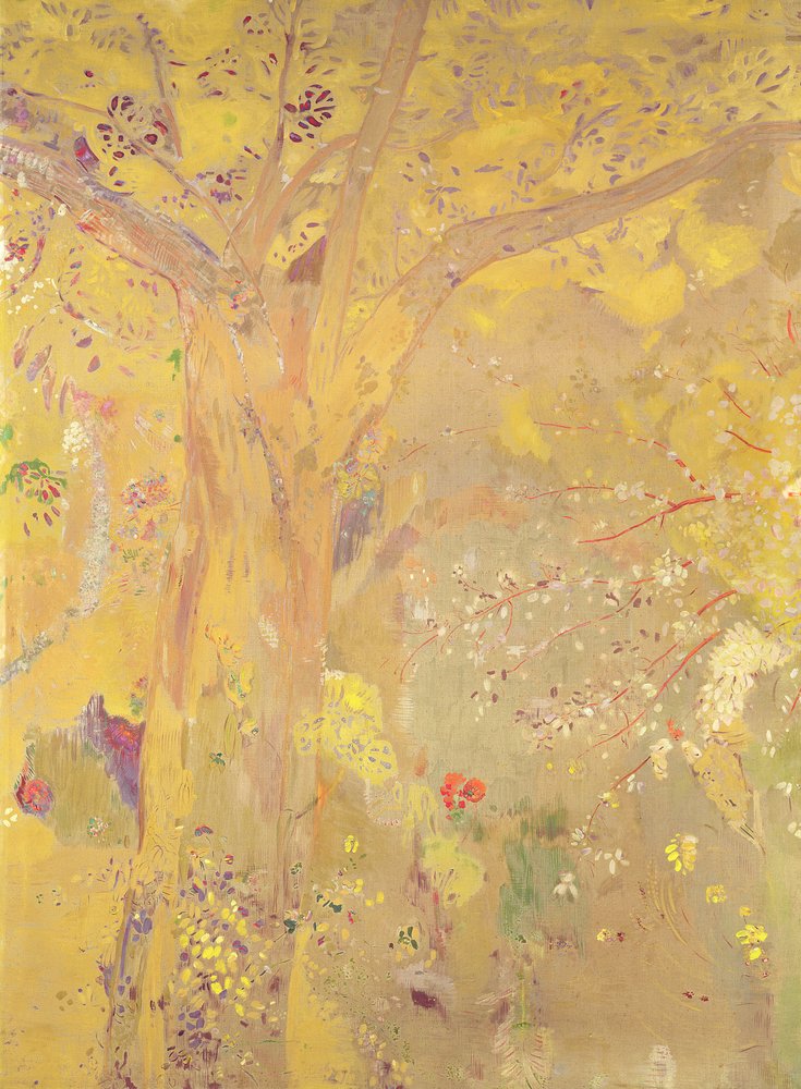 Gelber Baum (dekorative Tafel für den Wohnsitz Domecy), 1900-01 von Odilon Redon