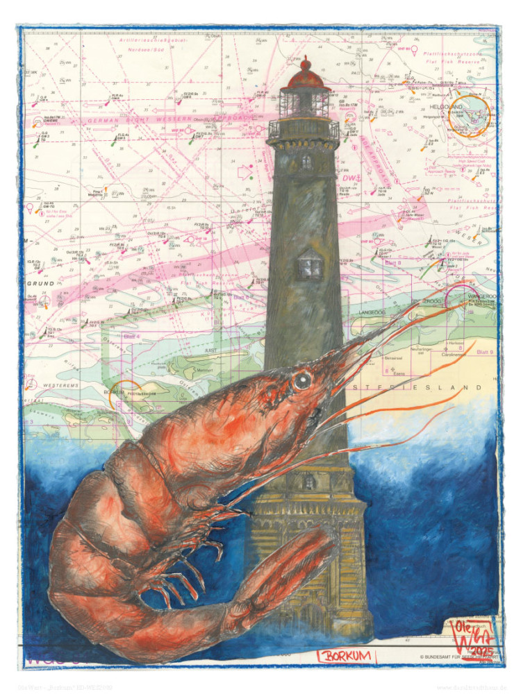 Leuchtturm "BORKUM" - Kunstdruck von Ole West von Ole West