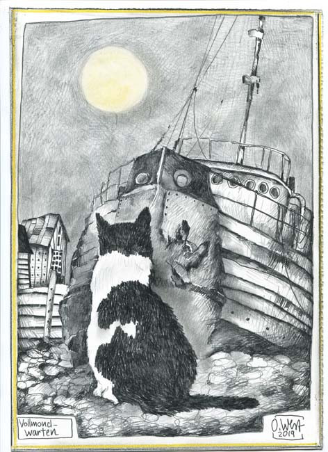 VOLLMOND-WARTEN" / Katze - von OLE WEST von Ole West