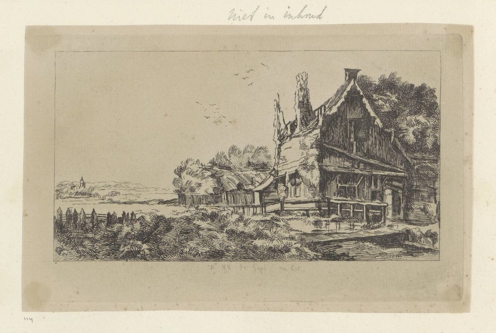 Landschaft mit dem Haus mit drei Schornsteinen von Pierre François Basan (workshop of)