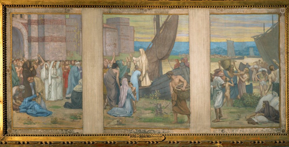 Heilige Genevieve bringt frische Vorräte nach Paris (Skizze für das Pantheon in Paris) von Pierre Puvis de Chavannes