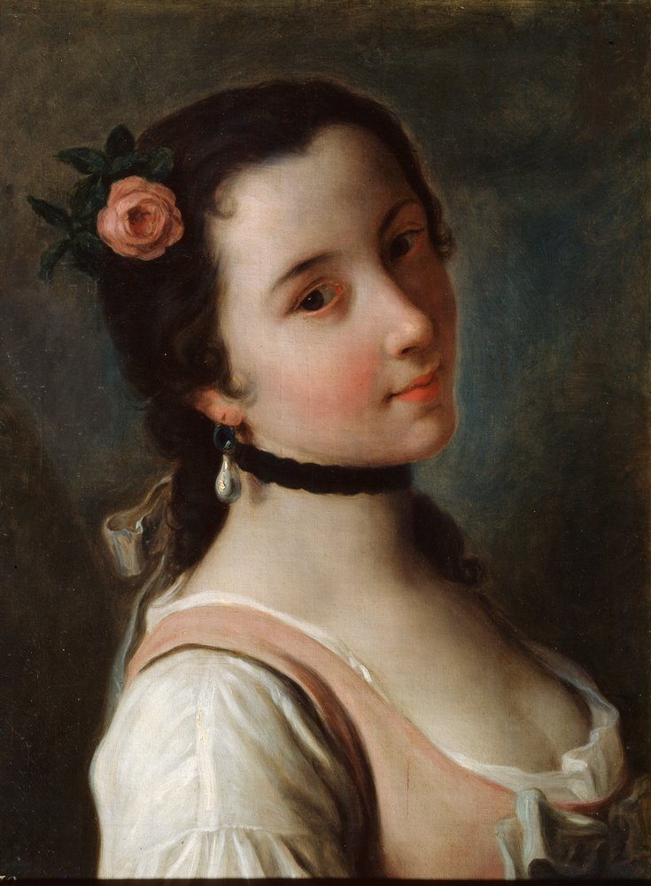 Ein Mädchen mit einer Rose, Mitte 18. Jahrhundert von Pietro Antonio Rotari