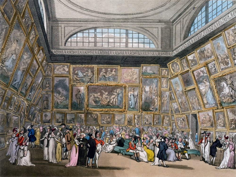 Der Ausstellungssaal im Somerset House, London, Ackermanns „Repository of Arts“, 1809 von Pugin and Rowlandson