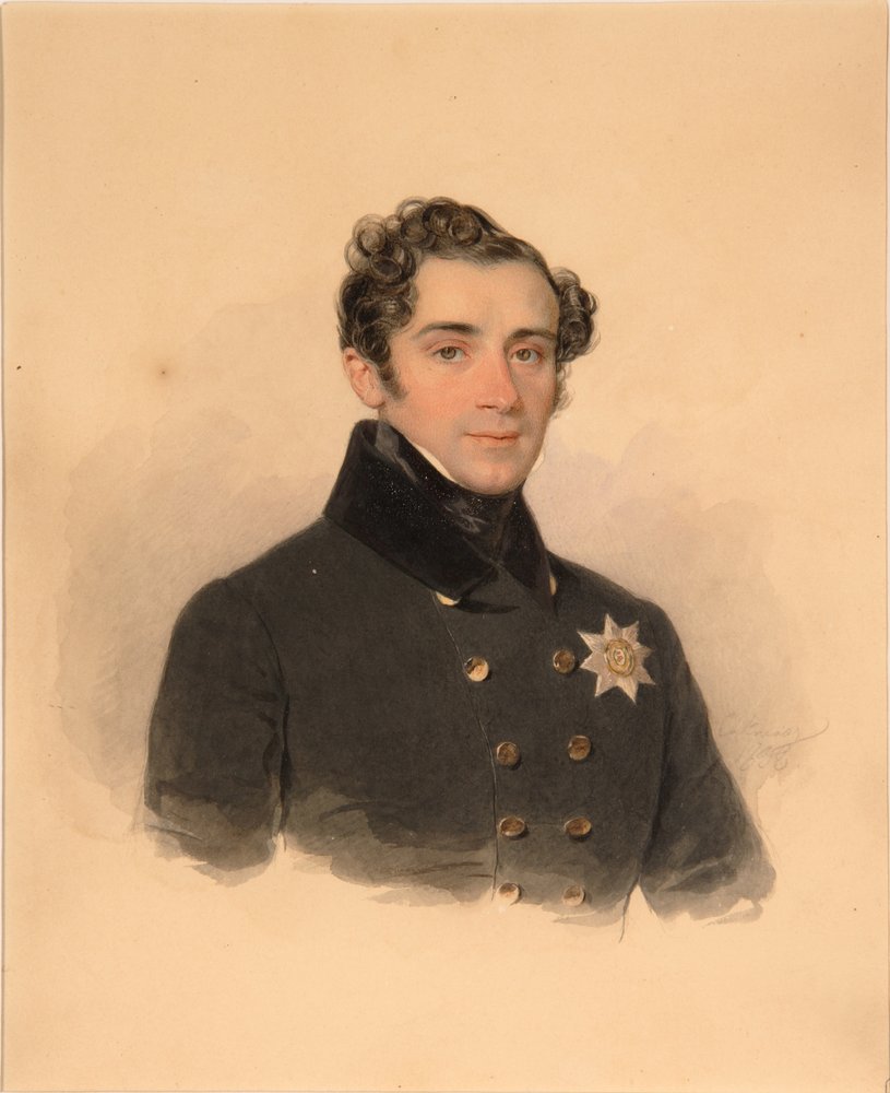 Porträt von Prinz Alexander Fjodorowitsch Golizyn 1796-1864, 1838 von Pyotr Fyodorovich Sokolov