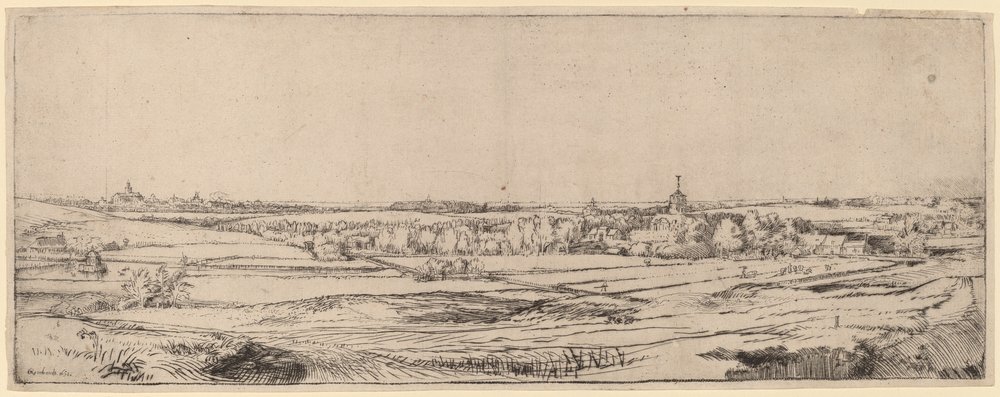 Landschaft mit Blick auf Haarlem (Das Goldwägerfeld) von Rembrandt van Rijn