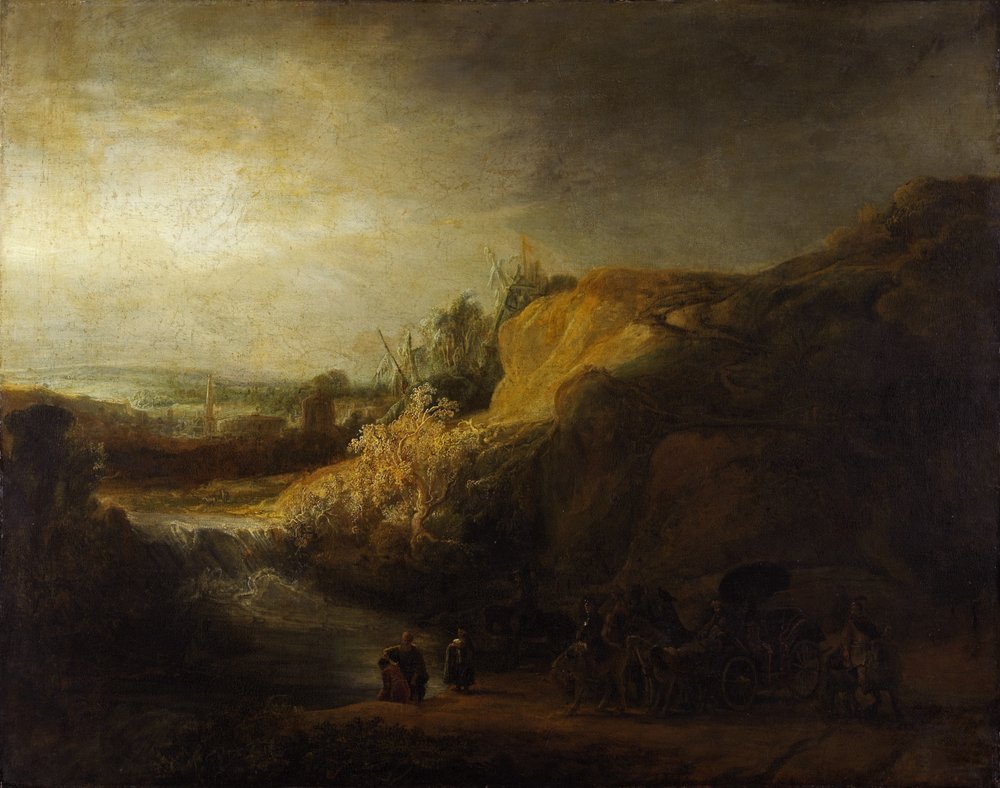 Landschaft mit der Taufe des Eunuchen von Rembrandt van Rijn