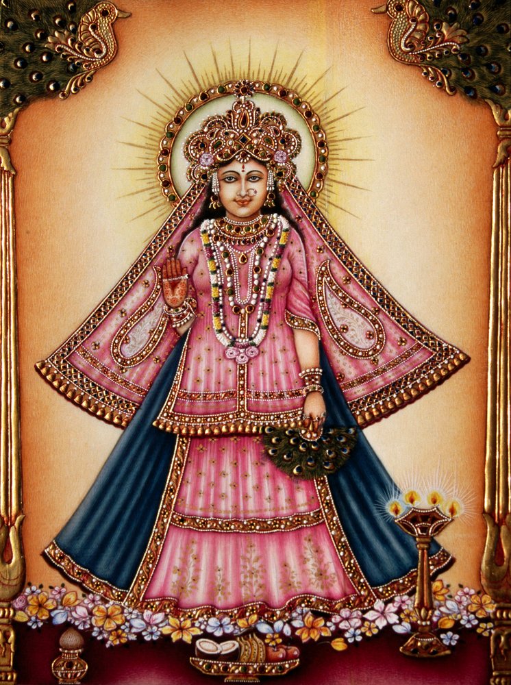 Göttin Radha Miniaturmalerei auf Elfenbein von School Indian