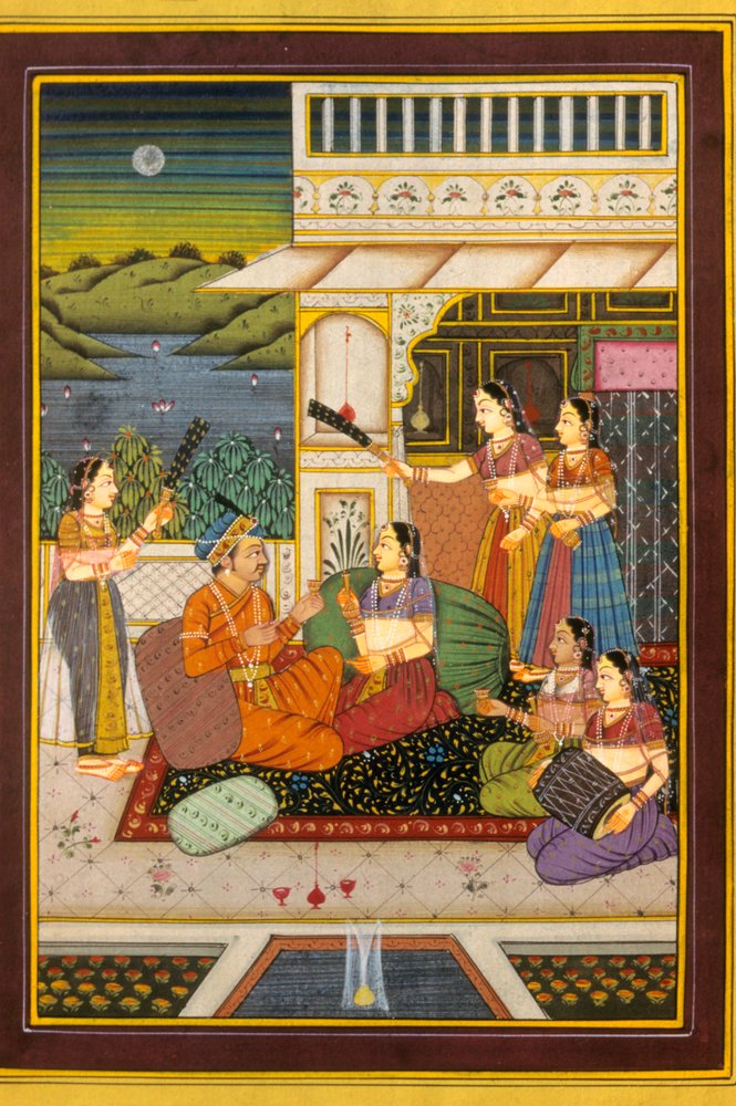 Mogul-Miniaturmalerei, Liebesszenen, Indien von School Indian