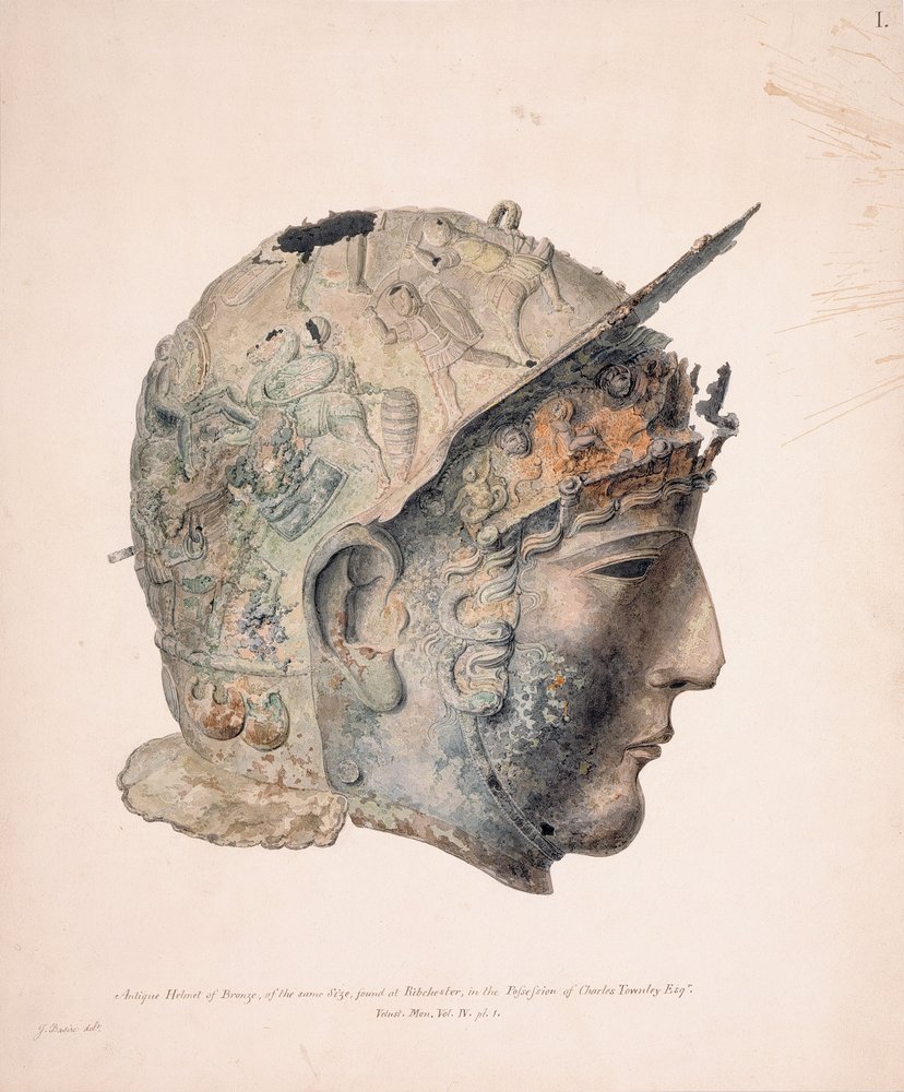 Zeichnung des Ribchester-Helms von Thomas Richard (attr. to) Underwood