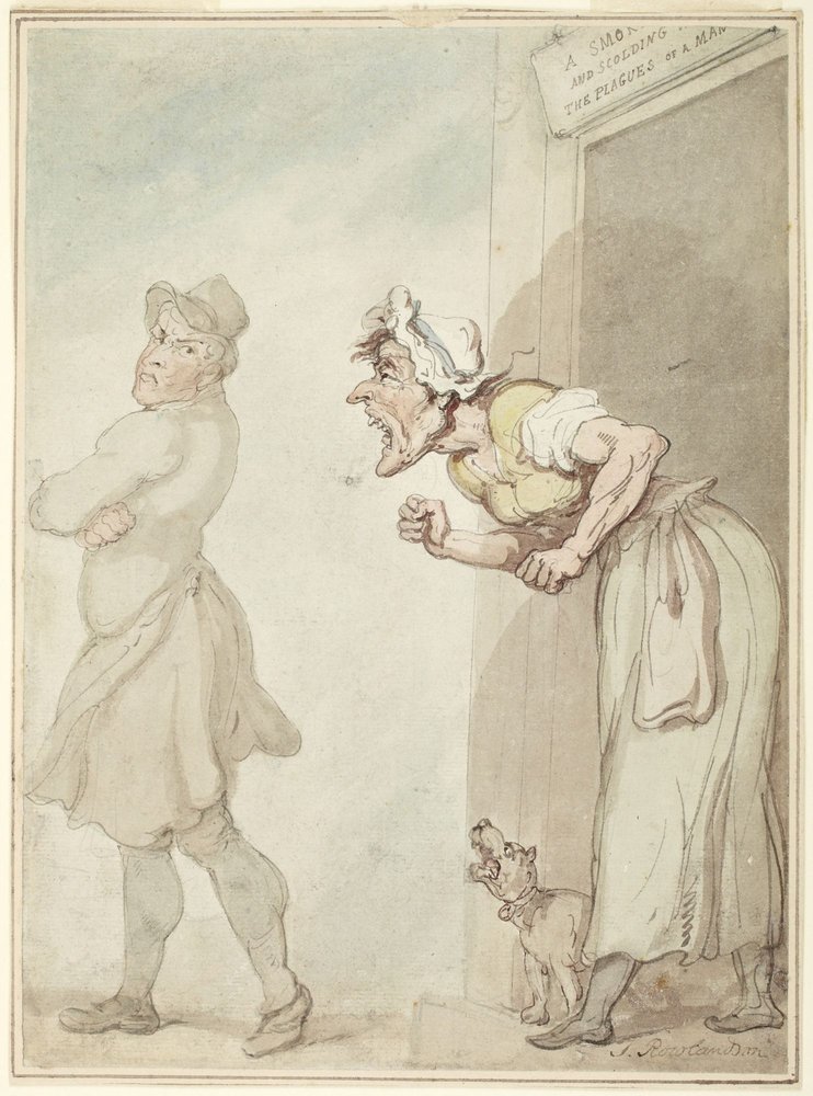 Ein rauchender Schornstein und eine schimpfende Ehefrau: Die Plagen des Mannes von Thomas Rowlandson