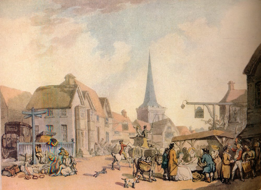 Eine alte englische Dorfszene, 18. Jahrhundert von Thomas Rowlandson