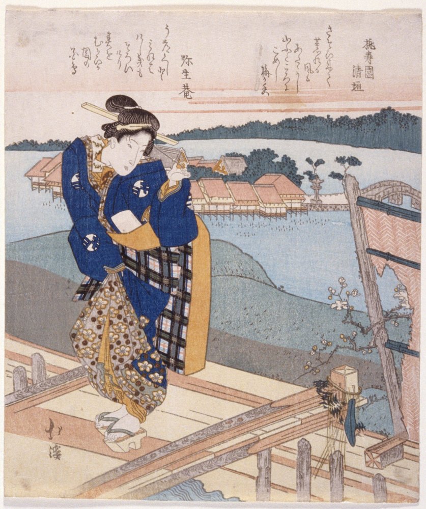 Frau auf einer Brücke stehend von Toyota Hokkei