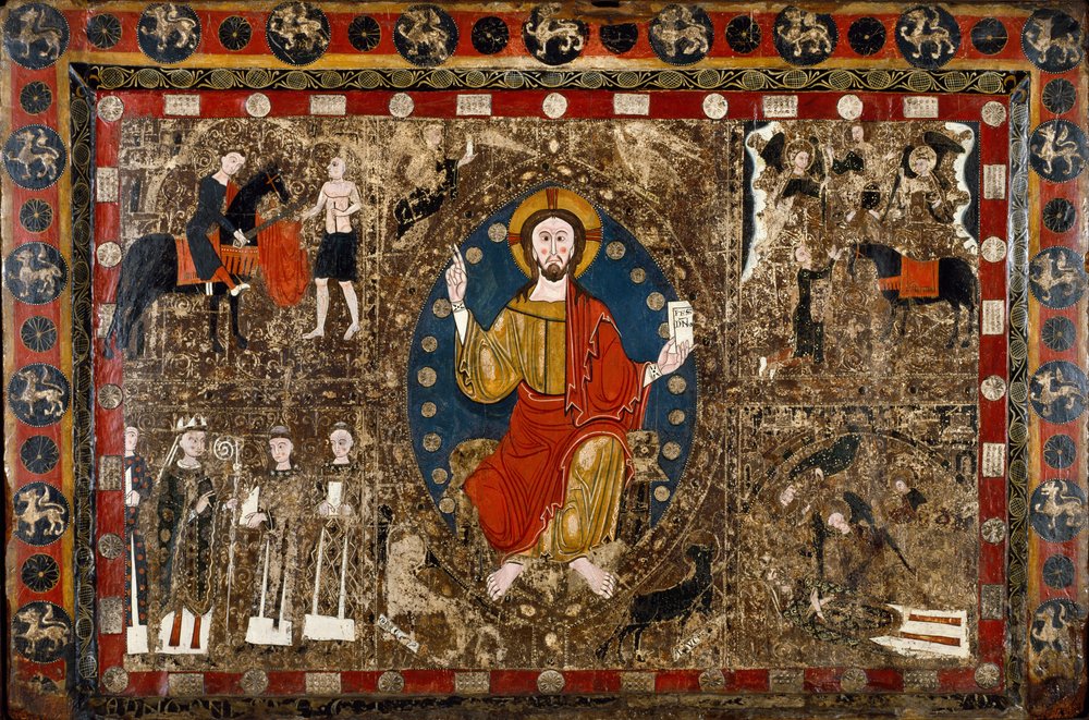 Spanisch - Altarvorsatz mit Christus in Majestät und dem Leben des heiligen Martin von Unbekannt Unbekannt