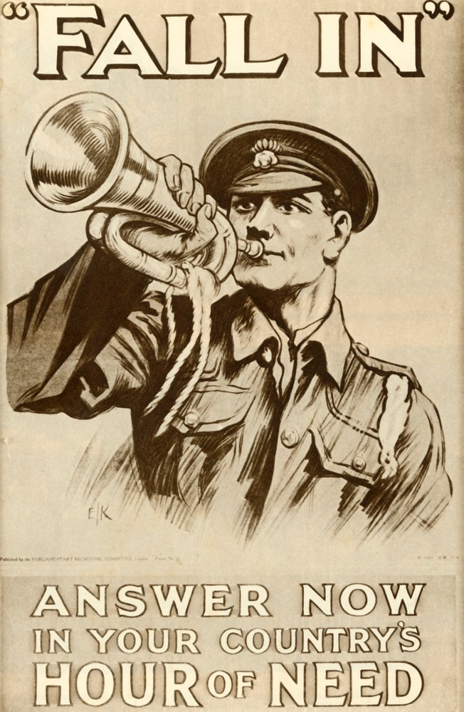 Fall In: Antwortet jetzt in der Stunde der Not eures Landes, 1915 von Unbekannt