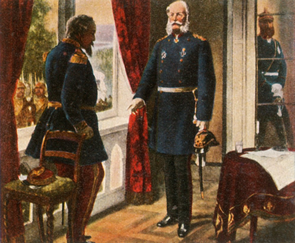 König Wilhelm und Kaiser Napoleon nach der Schlacht von Sedan, 2. September 1870, 1936 von Unbekannt