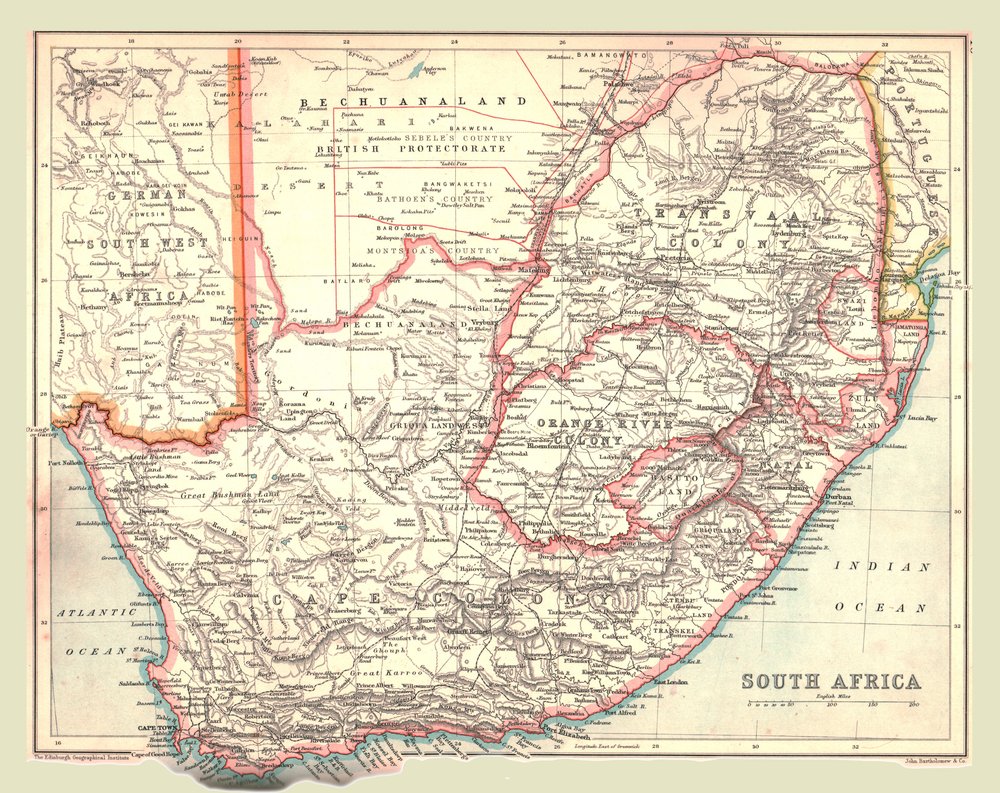 Karte von Südafrika, 1902 von Unbekannt