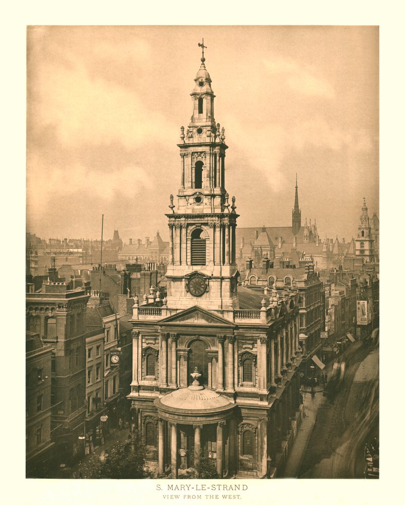 St Mary-le-Strand, Blick von Westen, Mitte bis Ende 19. Jahrhundert von Unbekannt
