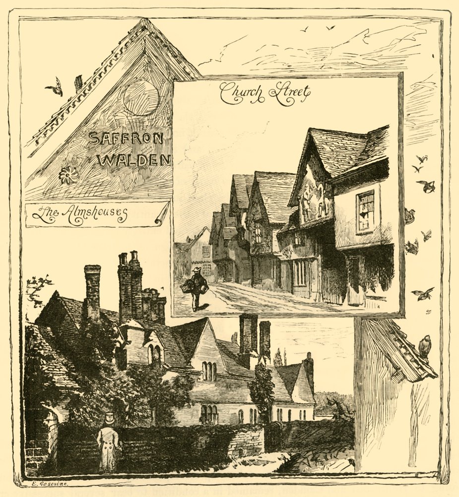 Die Armenhäuser, Audley End, und Church Street, Saffron Walden, 1898 von Unbekannt