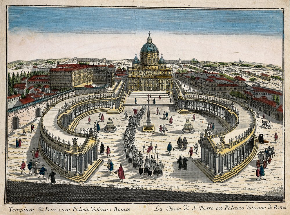 Die Basilika und der Petersplatz im Vatikan von Unbekannt