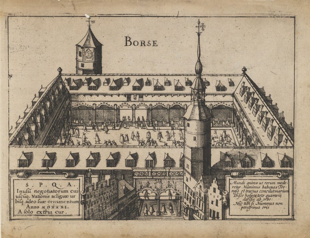 Die Alte Börse in Antwerpen, frühes 17. Jahrhundert von Unbekannt