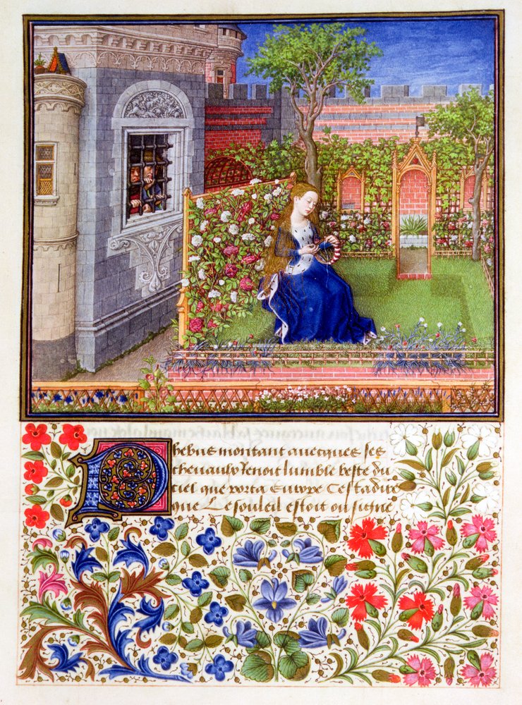 Die Gefangenen hören Emily im Garten singen, 1340-1341 von Unbekannt