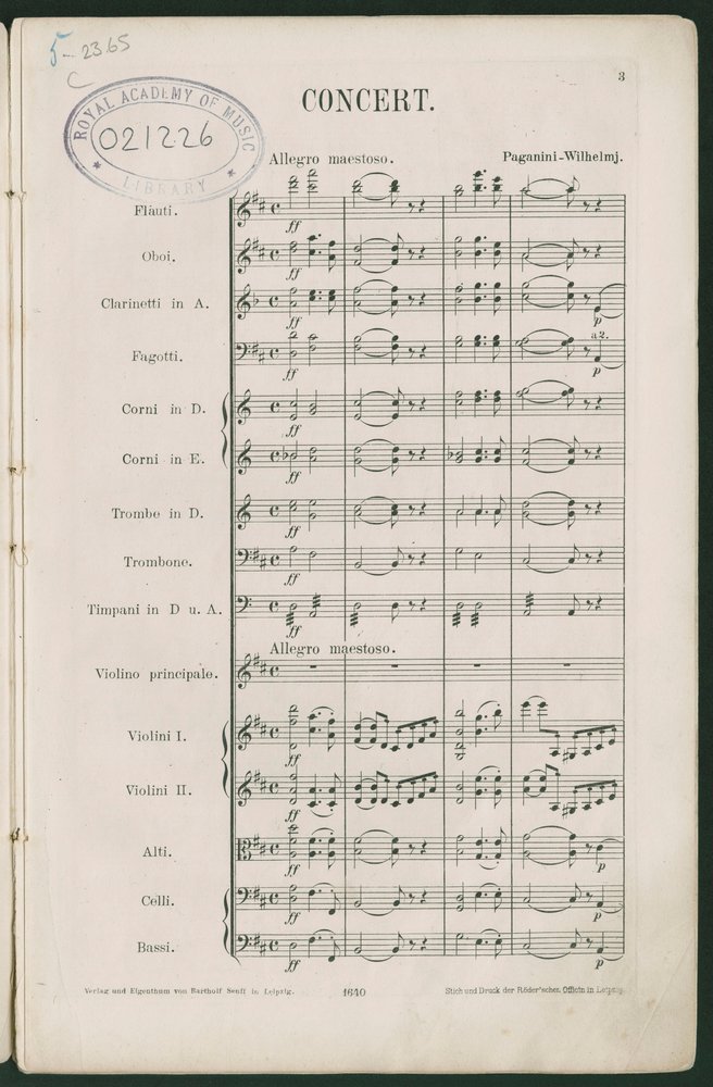 Paganini Violinkonzert Nr. 1, op. 6 von Unbekannter Künstler