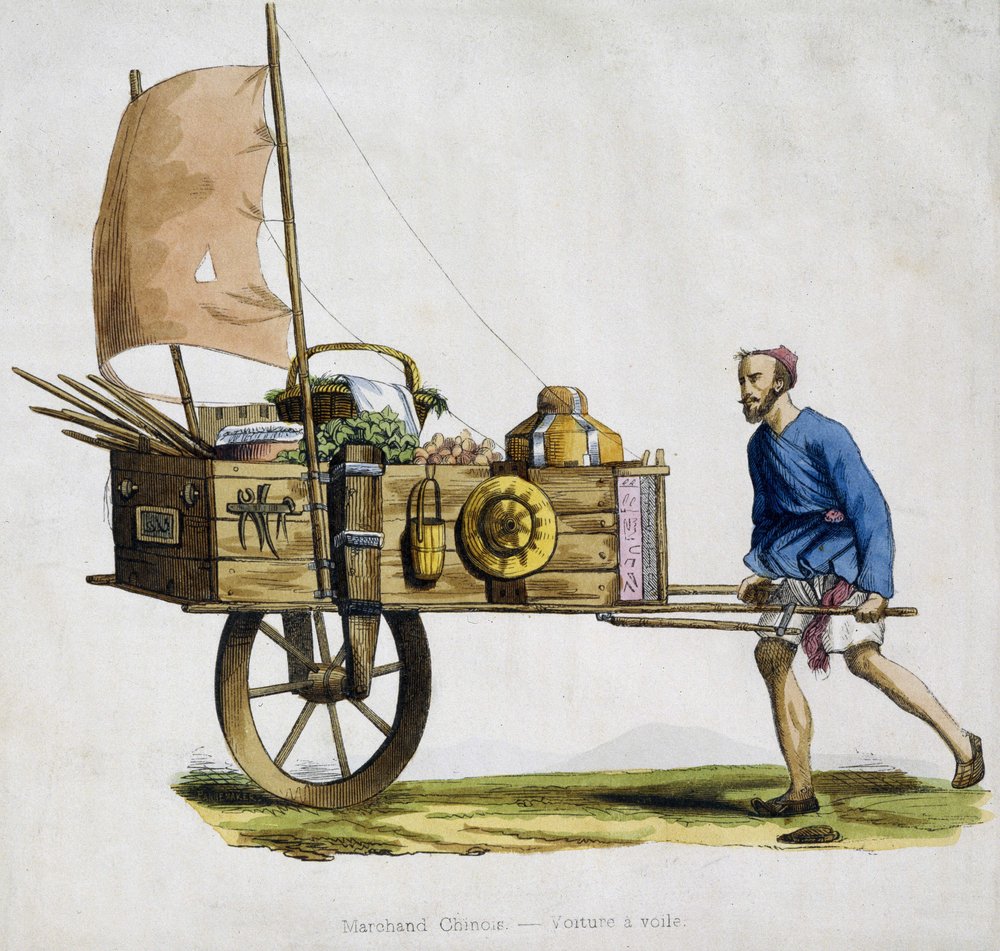 Chinesischer Händler und sein Segelwagen von Unknown artist