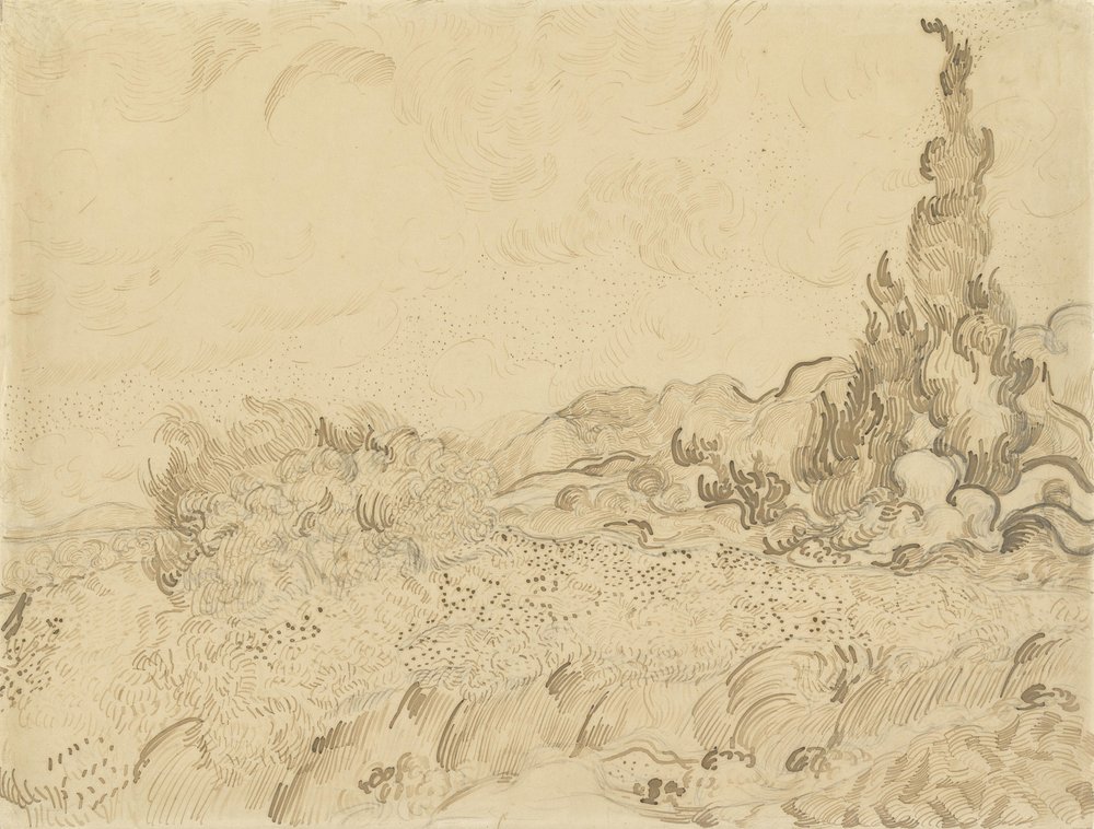 Weizenfeld mit Zypressen von Vincent van Gogh