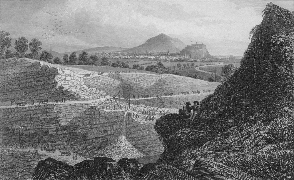 Die Steinbrüche von Craigleith, nahe Edinburgh: Aus denen die Neustadt gebaut wurde, 1829 von W. Wallis