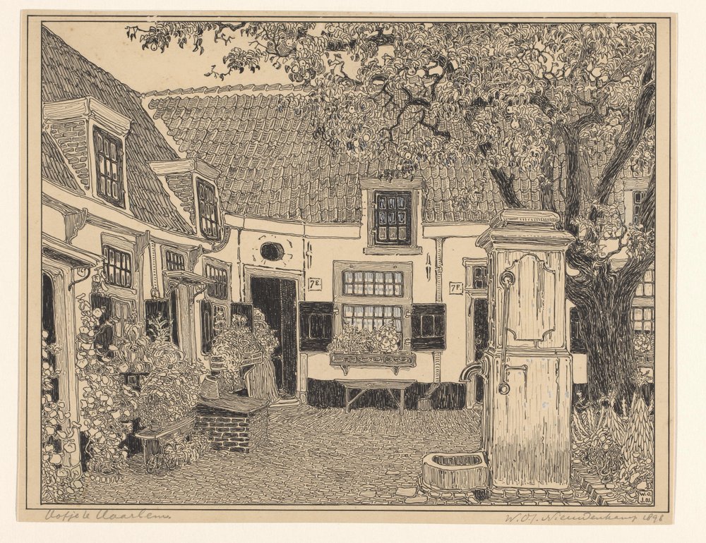 Hofje van Loo in Haarlem von Wijnand Otto Jan Nieuwenkamp (signed by artist)