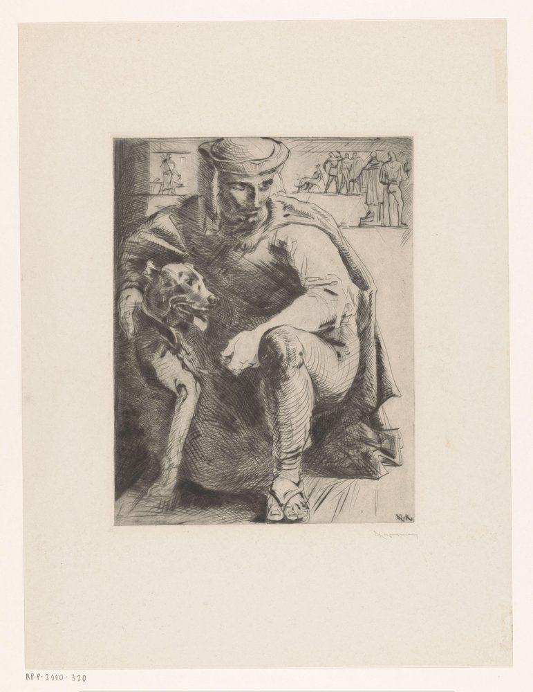 Jäger mit Hund von Willem van Konijnenburg (signed by artist)