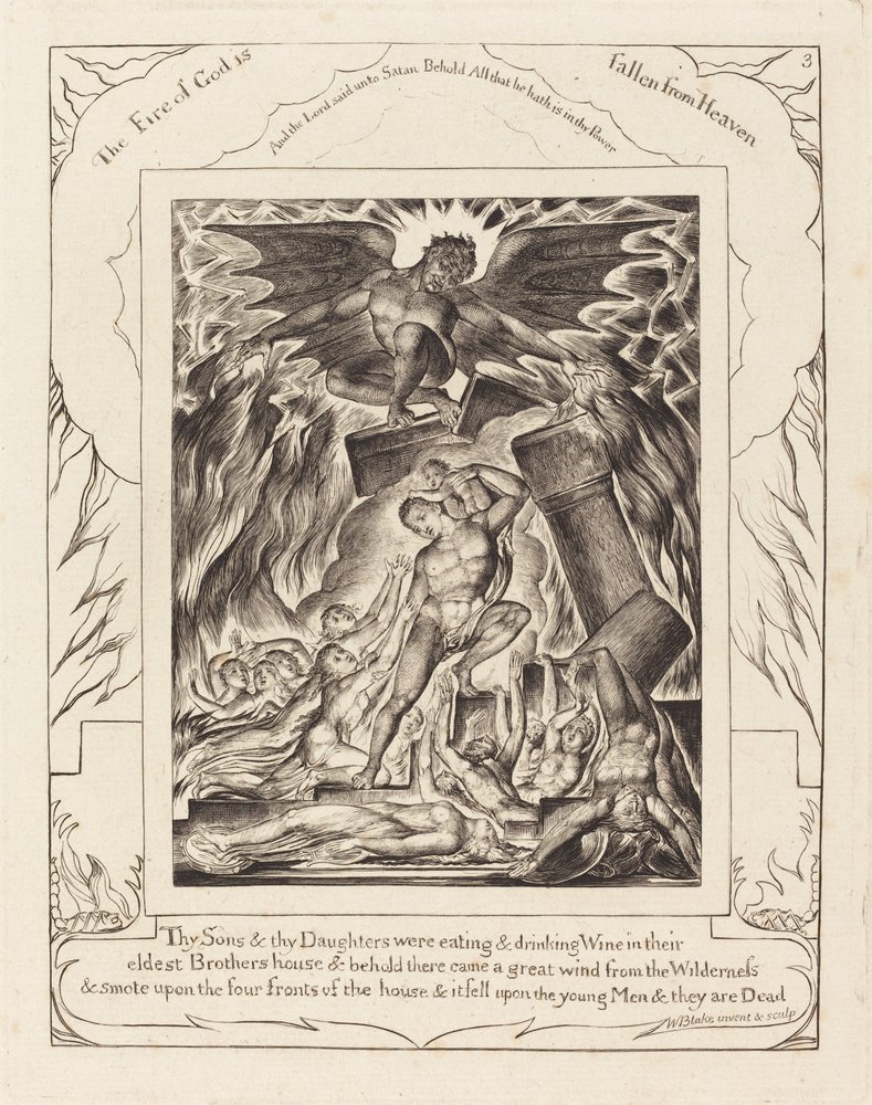 Die Zerstörung von Hiobs Söhnen von William Blake