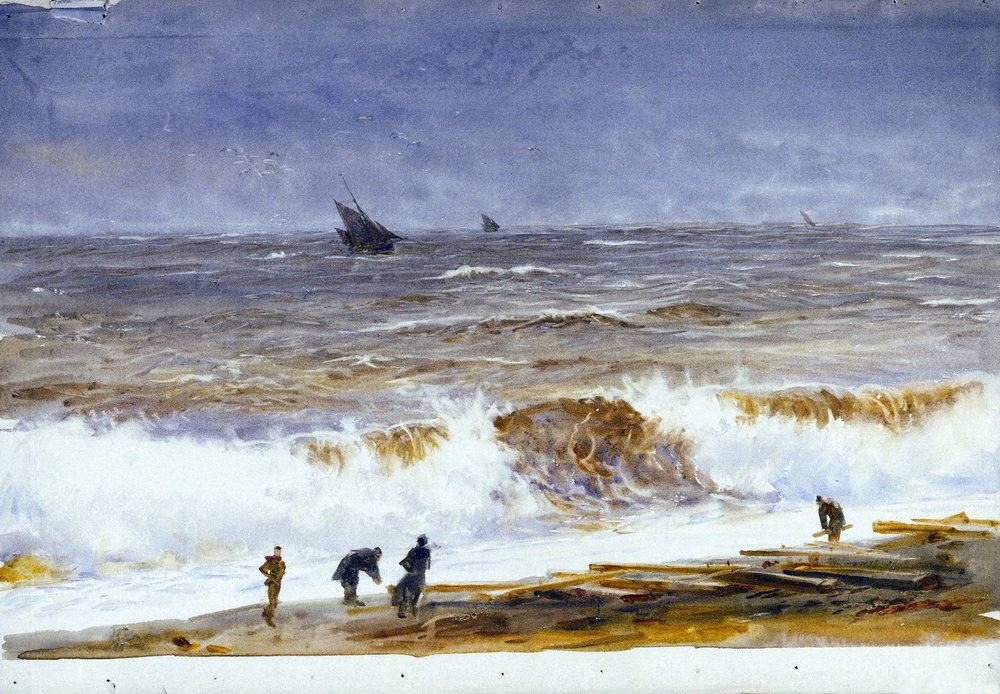 Der Strand von Berck-sur-Mer (Frankreich), mit stürmischer See und ...