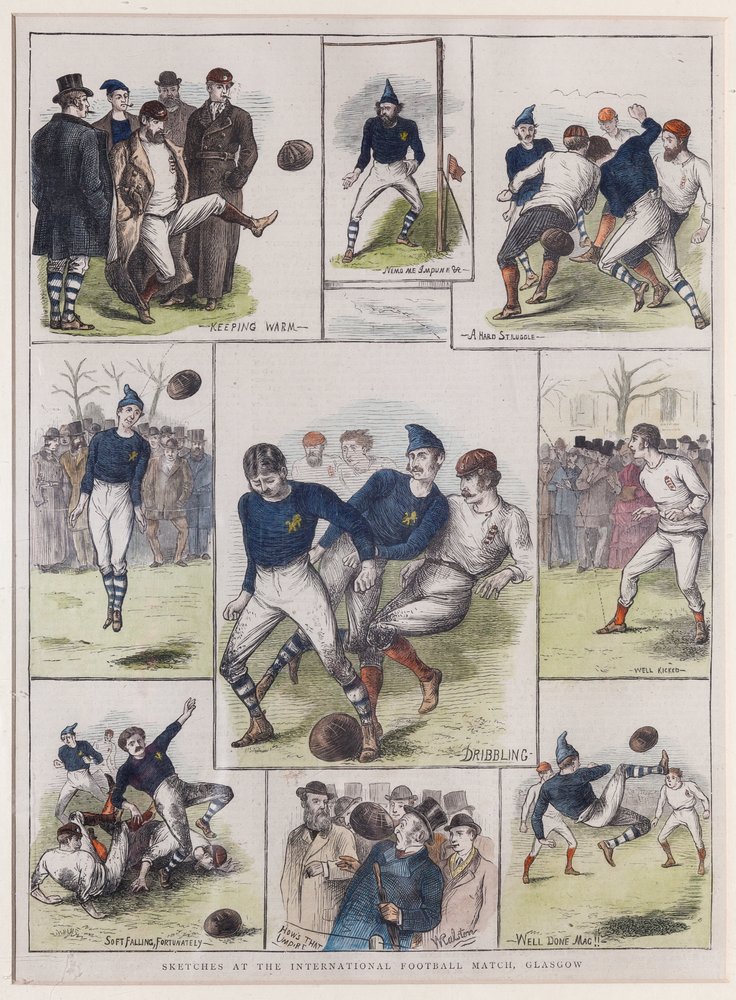 Skizzen vom internationalen Fußballspiel, Glasgow, 1872 von William Ralston