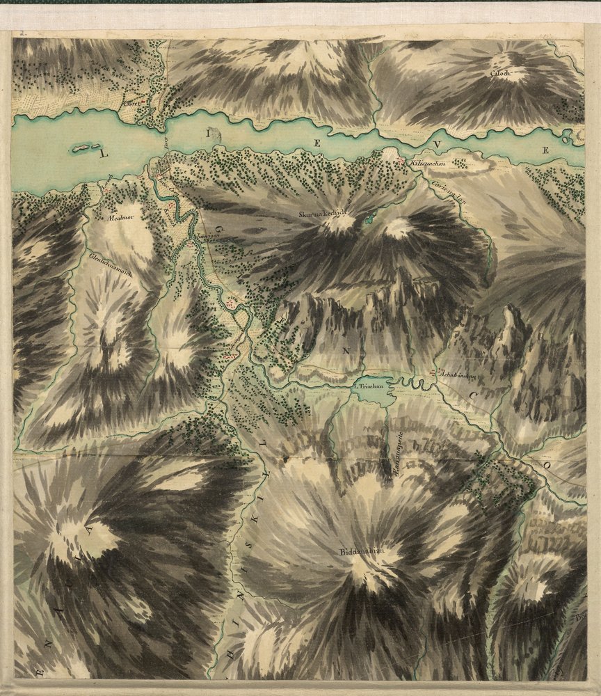 Pass von Glencoe, aus der Roy Military Survey of Scotland von William Roy