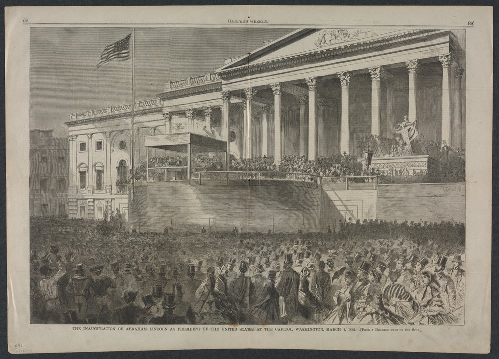 Die Amtseinführung von Abraham Lincoln als Präsident der Vereinigten Staaten, 4. März 1861, 1861 von Winslow Homer