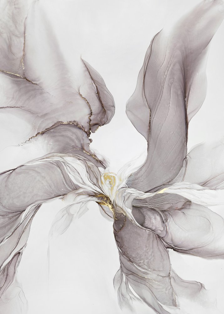 Ätherischer Grau-Gold-Fluss von Alevtina Shelest