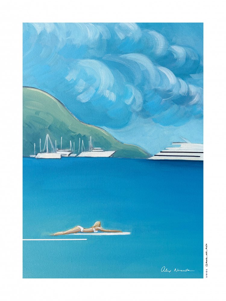 Schwimmend auf blauem Meer von Alex Nereuta