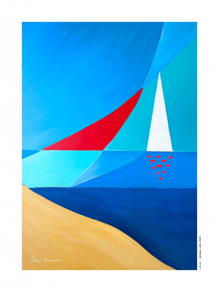Geometrische Segelboote am Strand von Alex Nereuta