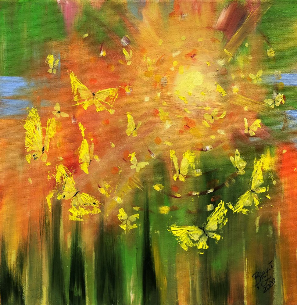 Goldene Schmetterlinge im Sonnenlicht von Anda Bieza