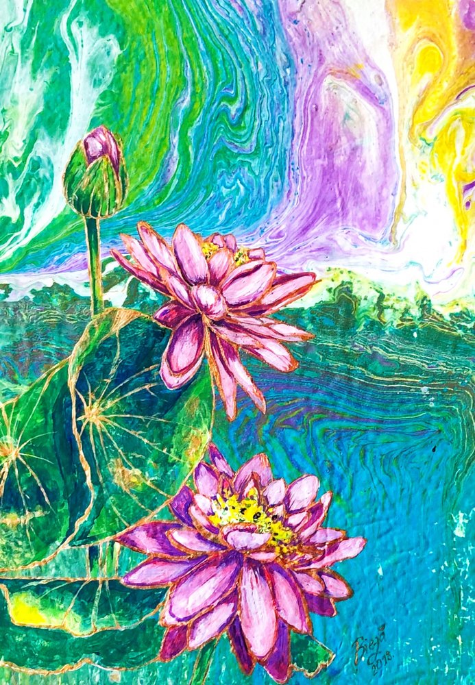 Lebendiger Lotus-Teich von Anda Bieza