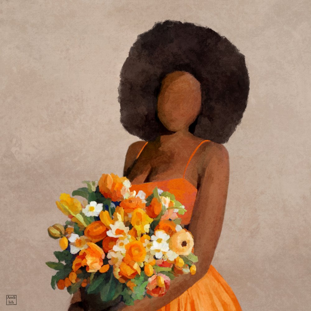Lebendige Blumen-Afro von Andile Bokweni
